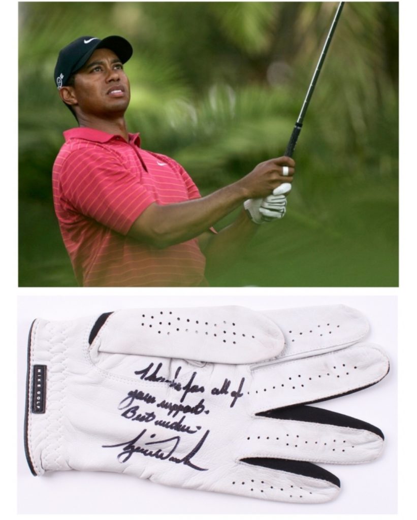 Tiger Woods Signed Inscribed Used Nike Golf Glove