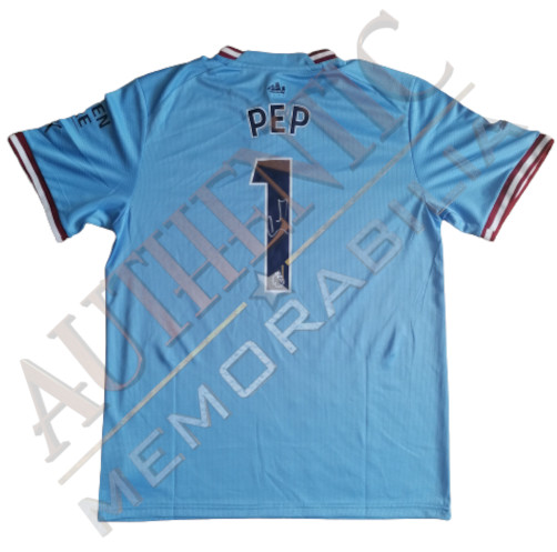 Pep Guardiola Signed Treble Winning Shirt