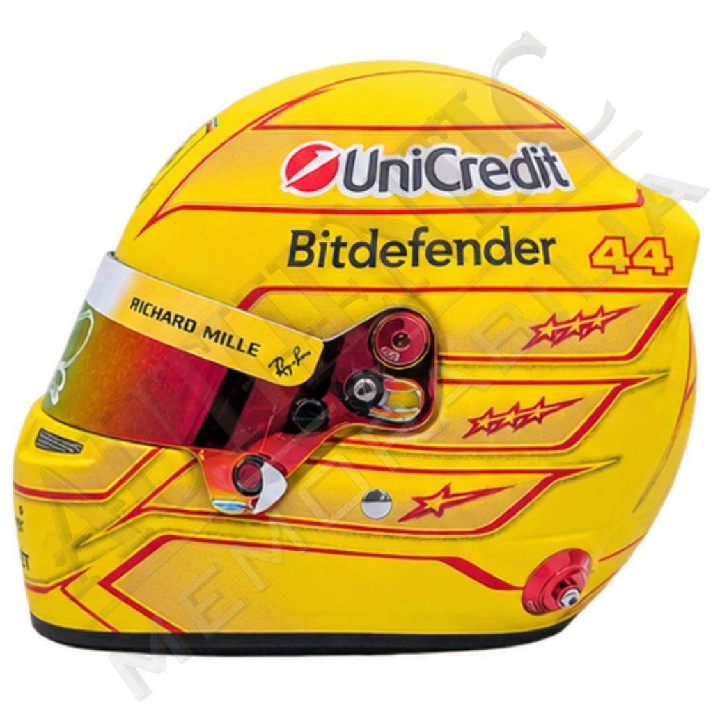 Lewis Hamilton 2026 Ferrari 1:2 scale helmet showing number 44