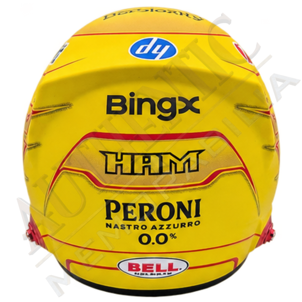 Rear view of Lewis Hamilton 2026 Ferrari helmet