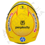 Top view of Lewis Hamilton yellow Ferrari signed helmet